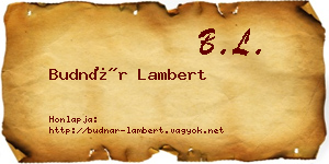Budnár Lambert névjegykártya